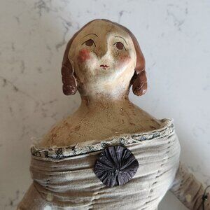 Nicol Sayre Handcrafted Folk Art Doll w/pumpkin caddy
